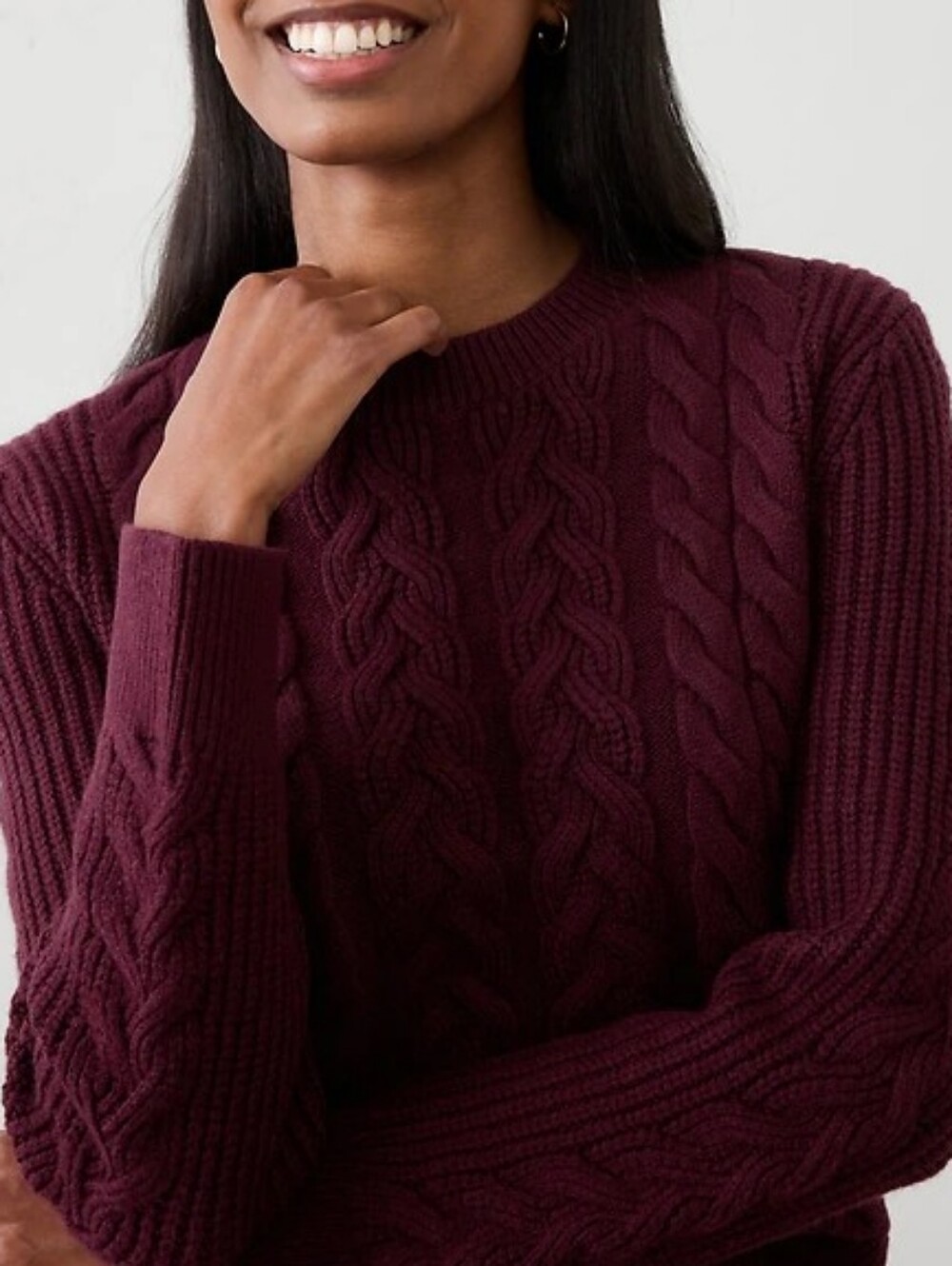 NWT BANANA REPUBLIC | $120 Cable Knit Pullover Sweater - Wine